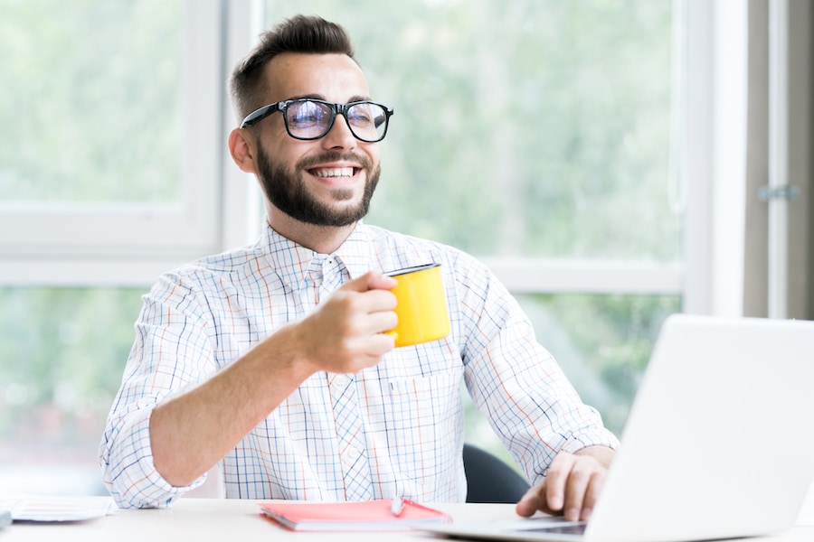 Handsome Entrepreneur Enjoying Working Office xxx